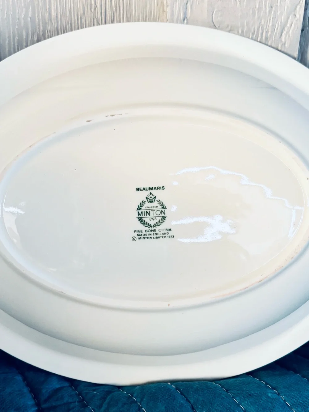 White Ceramic Serving Platter with Blue Floral Trim